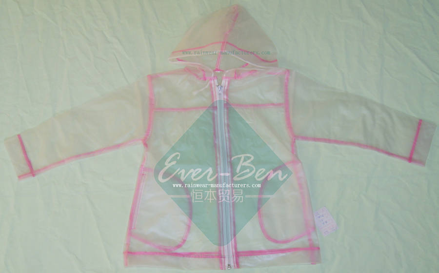 China PVC clear plastic raincoat for kids-transparent rain mac supplier-clear pvc raincoat